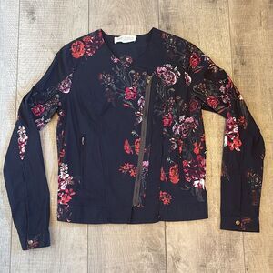 SHAY & COCO Floral Moto Jacket Size Small EUC